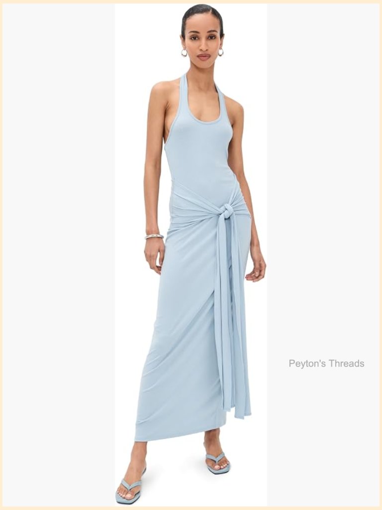 Super-Stretch Jersey Maxi Dress With Halter Neck And Tie Back
